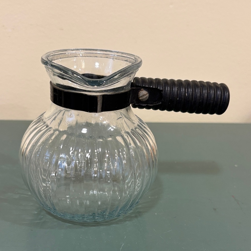 Vintage Silex ‘Dripolater’ Clear Ribbed Glass Coffee Carafe with Black Handle